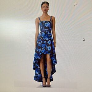 Alice + Olivia Florence Spaghetti Strap Gown in Dream Floral Royalty